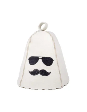 Klobúk do sauny - krémový, výšivka "Hipster"