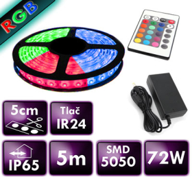 2.akosť: Farebný RGB Led pásik do sauny, IP65, 5 m