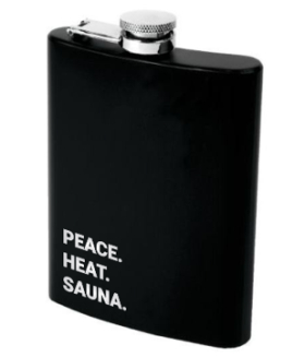 Nerezová ploskačka  „Peace. Heat. Sauna." - čierna