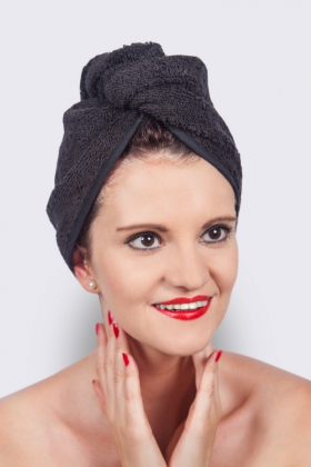 Wellness turban MaryBerry do sauny,  čierny