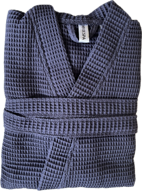 Vaflový župan do sauny - unisex, TMAVO MODRÝ veľ. XL
