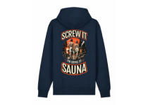 Unisex mikina Fínska sauna „Screw it, I’m going to sauna“ – tmavomodrá, vel. S